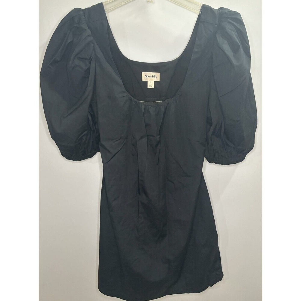 Open Edit Women Black Casual Dress Size Puff Sleeve Medium New Without Tags‎